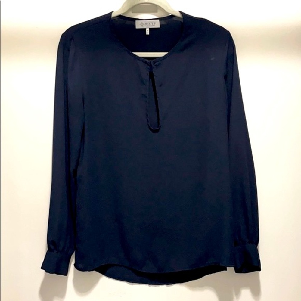 Navy blue semi sheer blouse